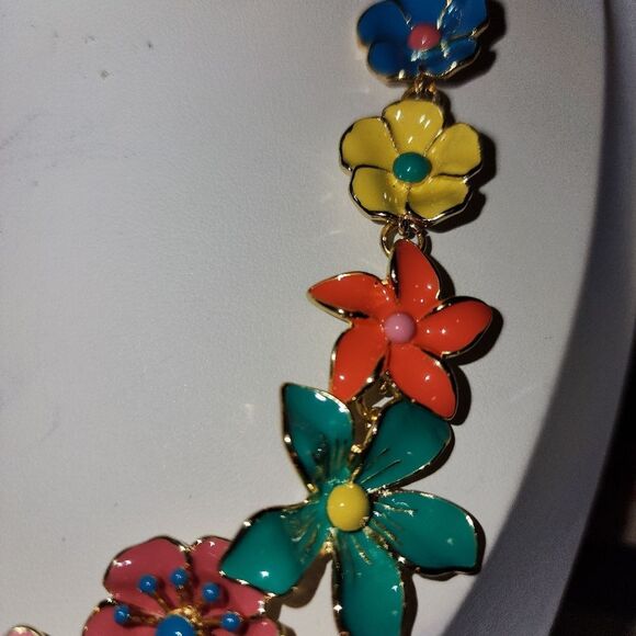 Talbots Floral Multicolor Gold Tone Necklace 21" NWT - Picture 5 of 7